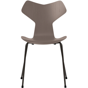 Photo of 3130 Grand Prix, Coloured Ash, Deep Clay, Underframe Black - Dining chairs - Arne Jacobsen - Beige, grey - Metal/wood