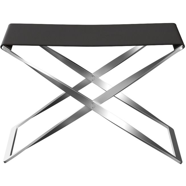 Photo of Pk91, Leather, Aura Black Brown - Footstools - Poul Kjærholm - Brown - Metal