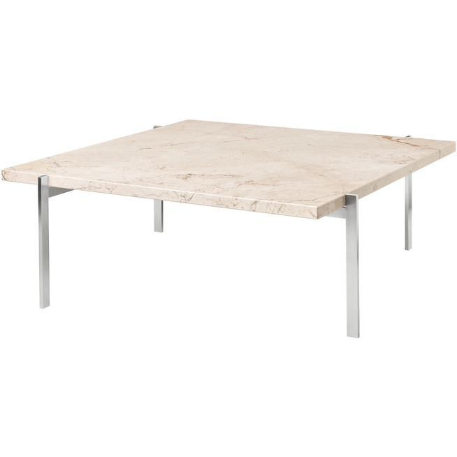 Photo of Pk61, Beige Marble - Coffee table - Poul Kjærholm - Beige - Metal/stone