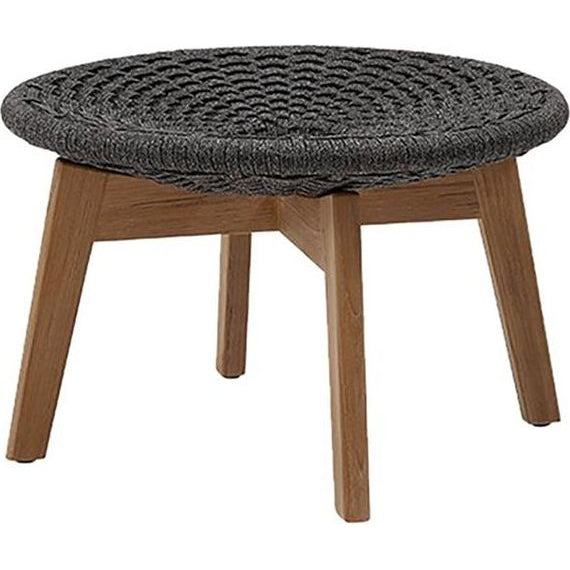 Photo of Peacock Footstool Dark Grey, Rope, Teak Legs