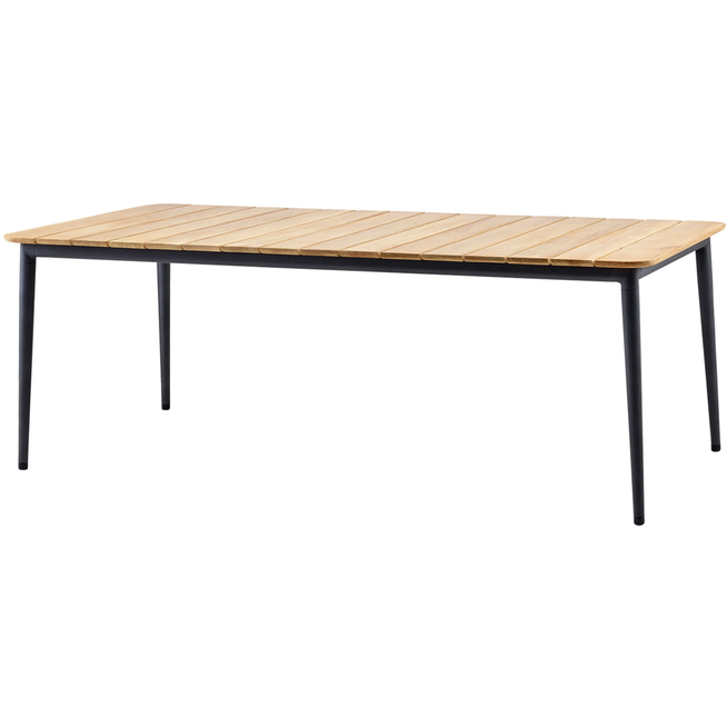 Photo of Core Dining Table, 210x90, Lava Grey, Table Top: Teak, Frame: Aluminium - Outdoor Dining Table - Foersom & Hiort-lorenzen Mdd - Grey - Metal/Wood