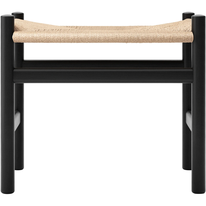 Photo of Carl Hansen - Ch53, oak, black, natural braided, 39 cm - footstools - Hans J. Wegner - black - paper/wood