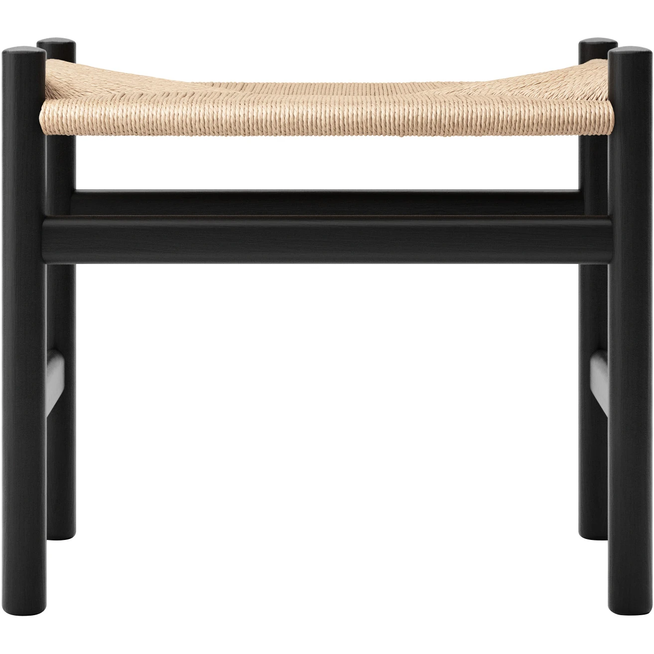 Photo of Carl Hansen - Ch53, oak, black, natural braided, 39 cm - footstools - Hans J. Wegner - black - paper/wood