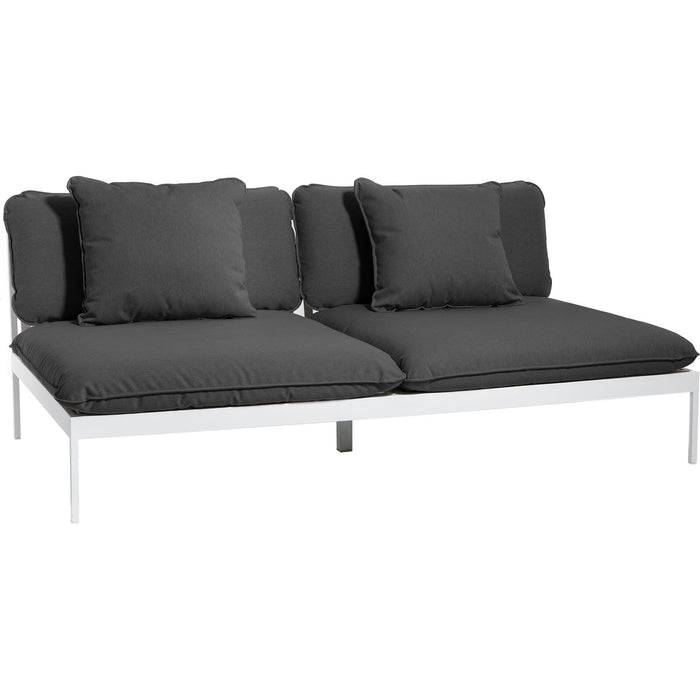 Photo of Bönan Lounge Sofa, Light Grey Aluminium Frame, Cushion Dark Grey Sunbrella Sling - Outdoor Sofas - Studio Norrlandet