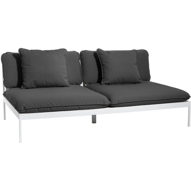 Photo of Bönan Lounge Sofa, Light Grey Aluminium Frame, Cushion Dark Grey Sunbrella Sling - Outdoor Sofas - Studio Norrlandet