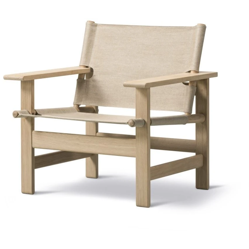 2031 The Canvas Chair by Børge Mogensen Sh: 41,5 cm - Natural canvas/soap-treated oak