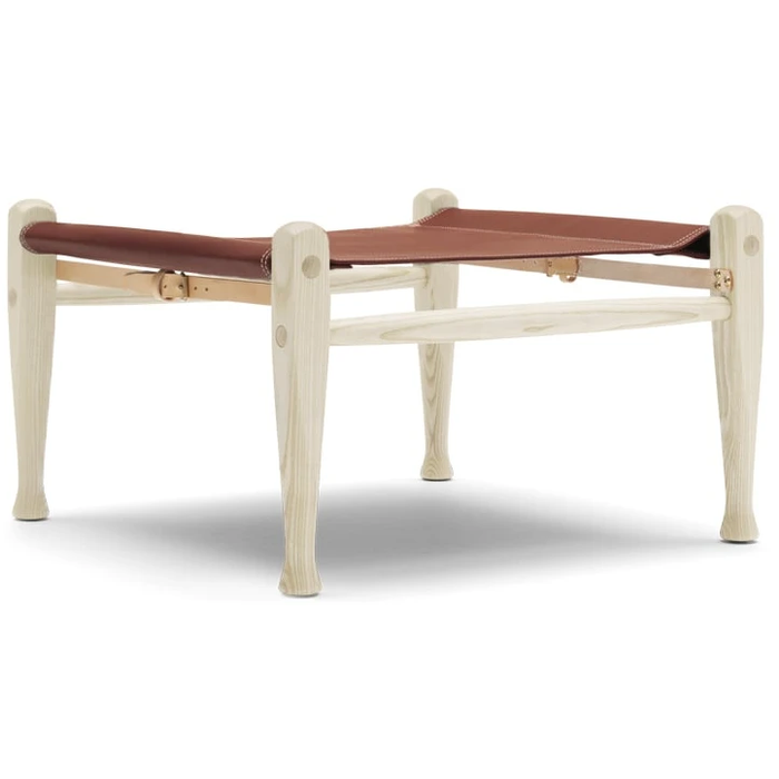 Photo of Kk97170 Safari Footstool Thor 307 Leather-White Oiled Box