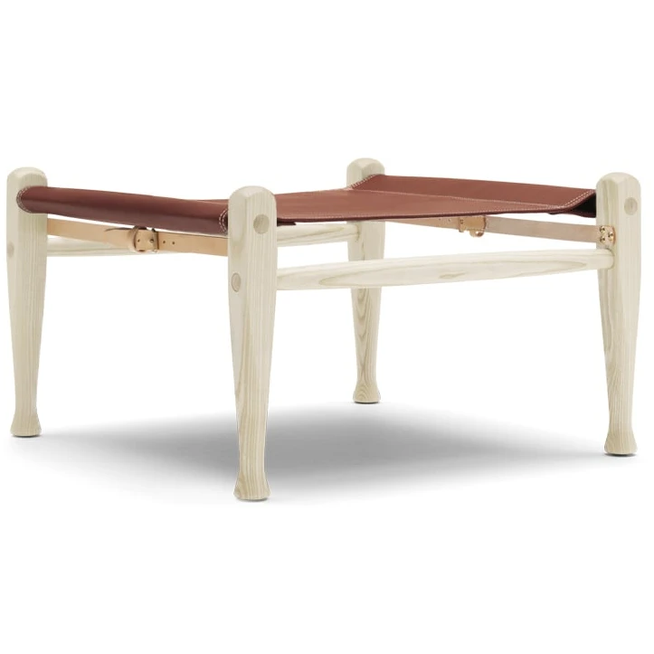 Photo of Kk97170 Safari Footstool Thor 307 Leather-White Oiled Box