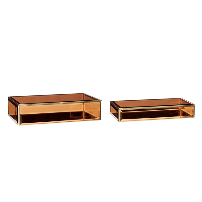 Photo of Glass Display Boxes Metal Brass - Set of 2 Pieces