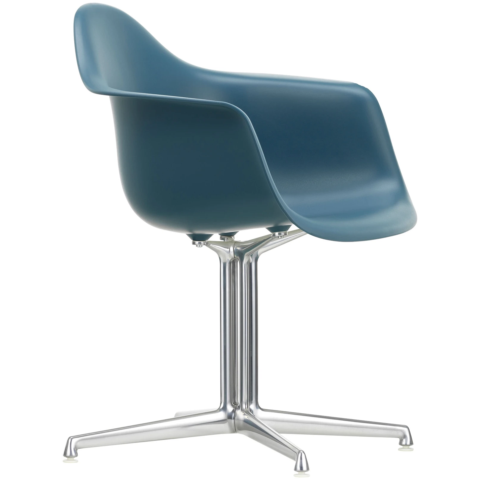 Eames Plastic Armchair Dal - 83 Sea Blue - Aluminium Polished - Matstolar - Charles & Ray Eames - Blå - Metall/plast