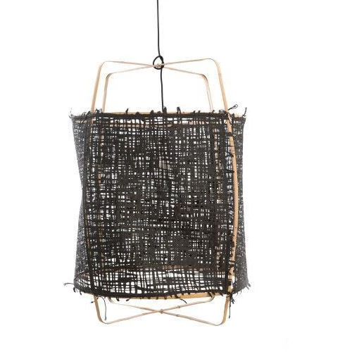 Photo of Hanging Lamp Z2 Blonde Bamboo Black Cardboard Ø67x100cm