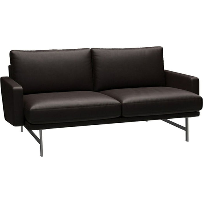 Photo of Lissoni Sofa 2-seater Pl112s Grace-dark Brown-Matt Brushed Chrome