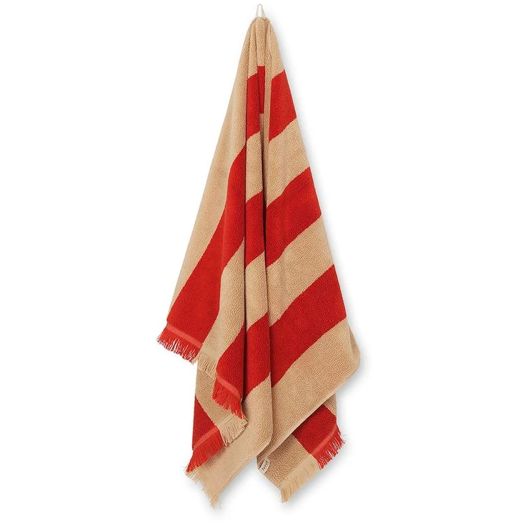 Alee Towel - Håndklæde - Light Camel / Red /