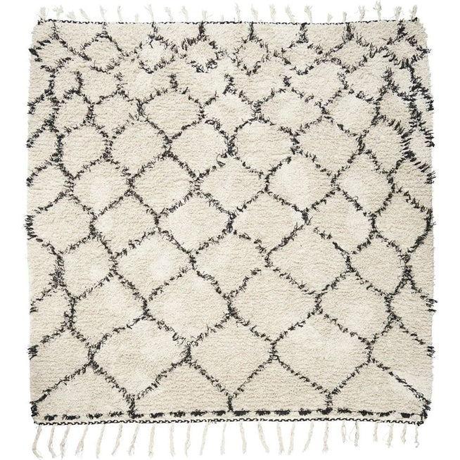 Photo of Zena Rug 180x180 cm Cotton White and Black
