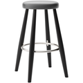 Carl Hansen - Ch58 Low Stool, Black Lacquered Oak, Leather Group A Loke - 7150 - Bar stools & Bar stools - Hans J. Wegner - Black - Leather/metal/wood