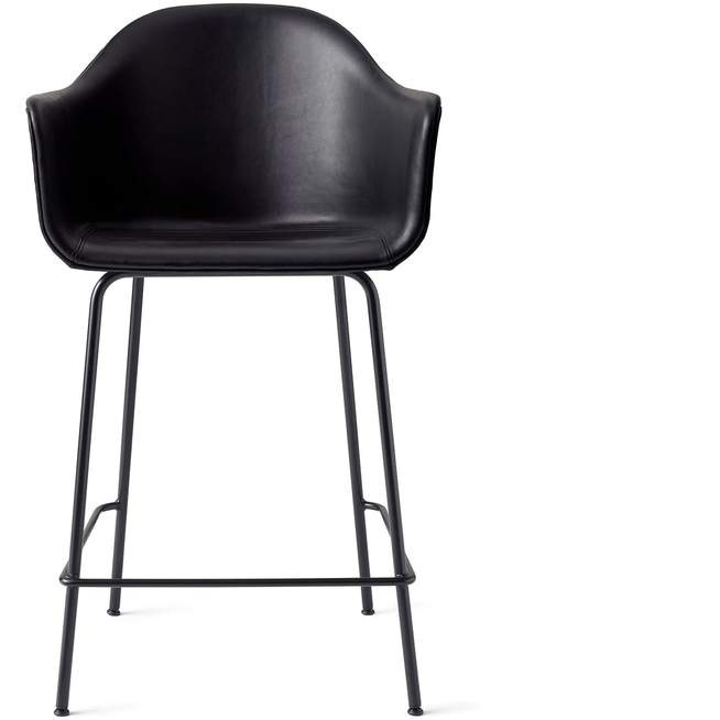 Photo of Harbour Counter Chair Black Steel Baseleather Dakar, Black 0842 - Bar Stools & Bar Stools - Norm Architects - Black - Leather/Metal/Synthetic/Plastic