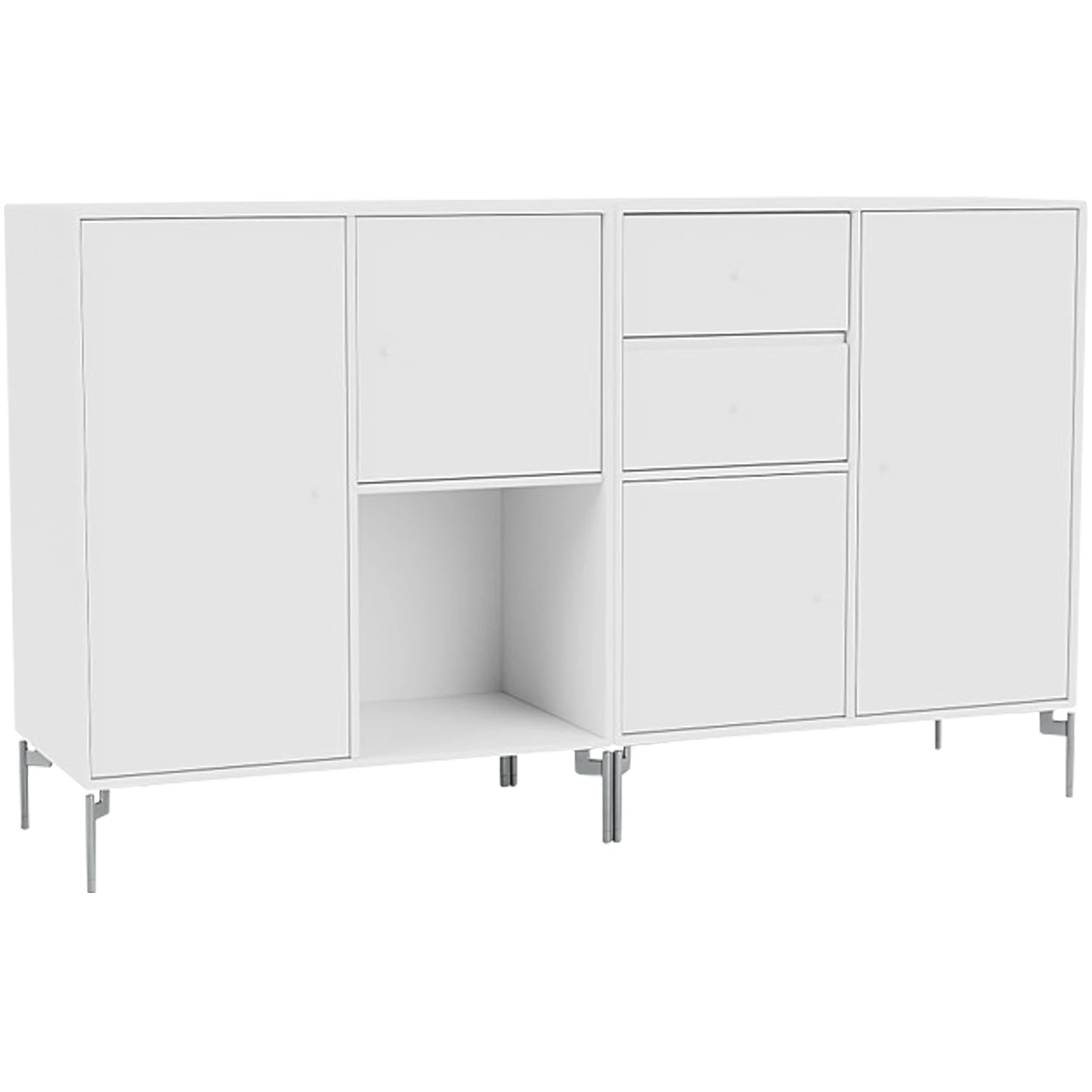 Couple Sideboard - New White / Matt Chrome Legs - Sideboards - Peter J. Lassen - Vit - Mdf