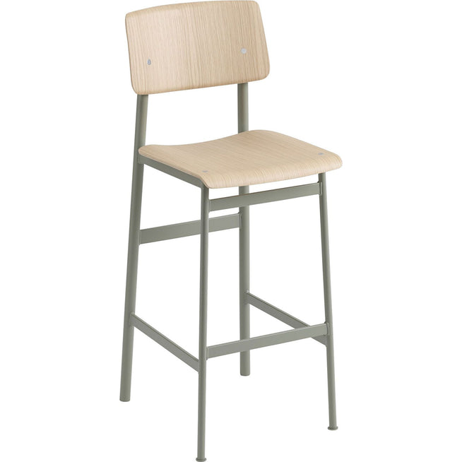 Photo of Loft Bar Stool, H:75cm, Dusty Green/oak - Barnstolar - Thomas Bentzen - Grön - Metall/trä