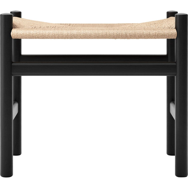 Photo of Carl Hansen - Ch53, oak, black, natural braided, 39 cm - footstools - Hans J. Wegner - black - paper/wood
