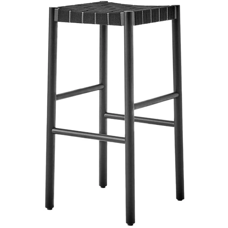 Betty Tk8 Barstool Black, Black Braided Linen Band Seat