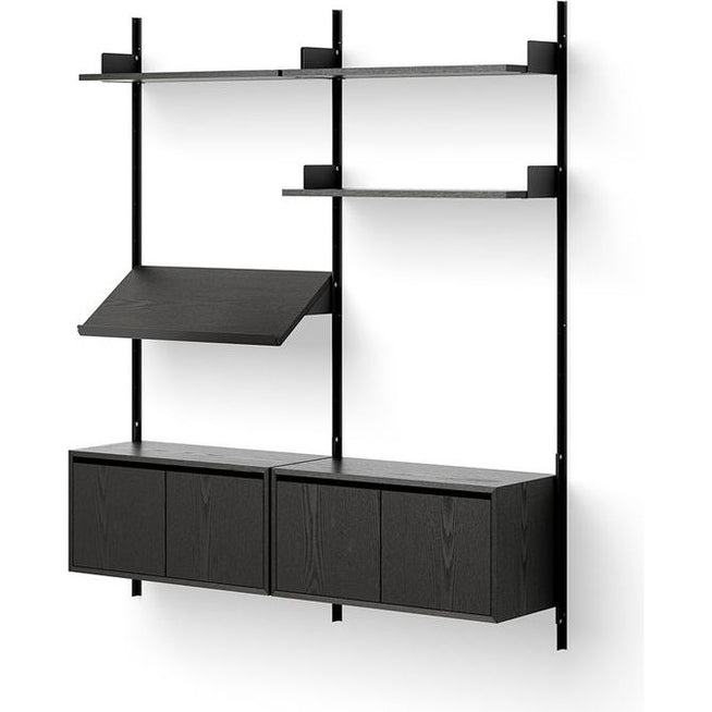 Photo of New Works Living Shelf Cabinets Low W. Doors - Reolsystem - Black Ash / Black - H190 X W163,5 X D35 Cm