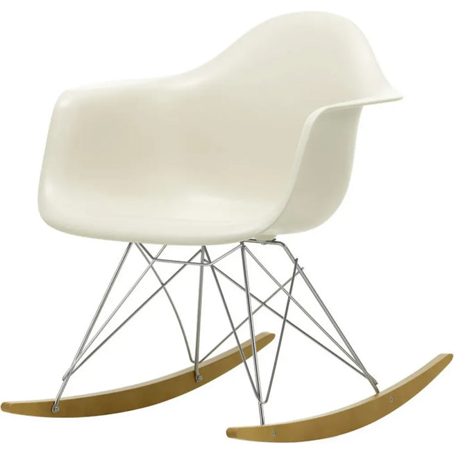 Photo of Eames Plastic Armchair Rar - 11 Pebble - Chrome Base - Golden Maple - Matstolar - Charles & Ray Eames - Vit - Metall/trä/plast