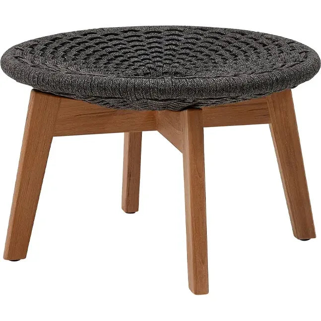 Photo of Peacock Footstool Dark Grey, Rope, Teak Legs