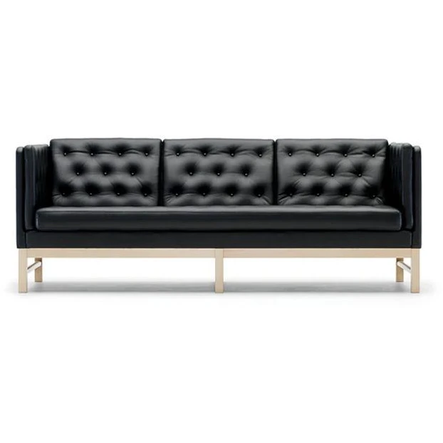 Photo of Erik Jørgensen Ej 315-3 3 Pers. Sofa L: 210 cm - Black Semi-Aniline Leather/Soap Treated Oak