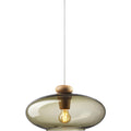 Thumbnail photo of U3 Hiti Pendant with white cord Ø: 40 cm - Oak natural/smoked glass