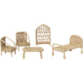 Thumbnail photo of Rattan Dollhouse Furniture - Dukketilbehør - Natural Rattan - 5 Pcs - W20 X H8 X D12 Cm
