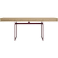 Thumbnail photo of Office Desk, Oak Top, Red Frame - Desk - Bodil Kjær - Red, wood - Metal/wood