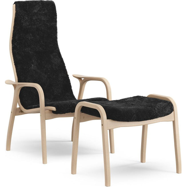 Photo of Lamino Armchair And Footstool Varnished Beech/sheepskin