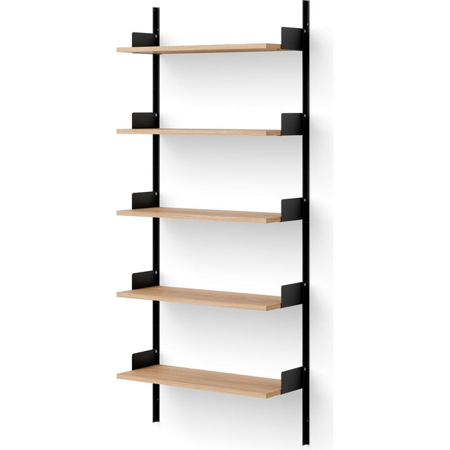 Photo of New Works Wall Shelf - Hylde - 190 - Oak / Black - H190 X W83.5 X D30.5 Cm