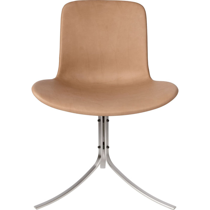 Photo of Pk9, Leather, Rustic - Dining chairs - Poul Kjærholm - Brown - Leather/metal/synthetic