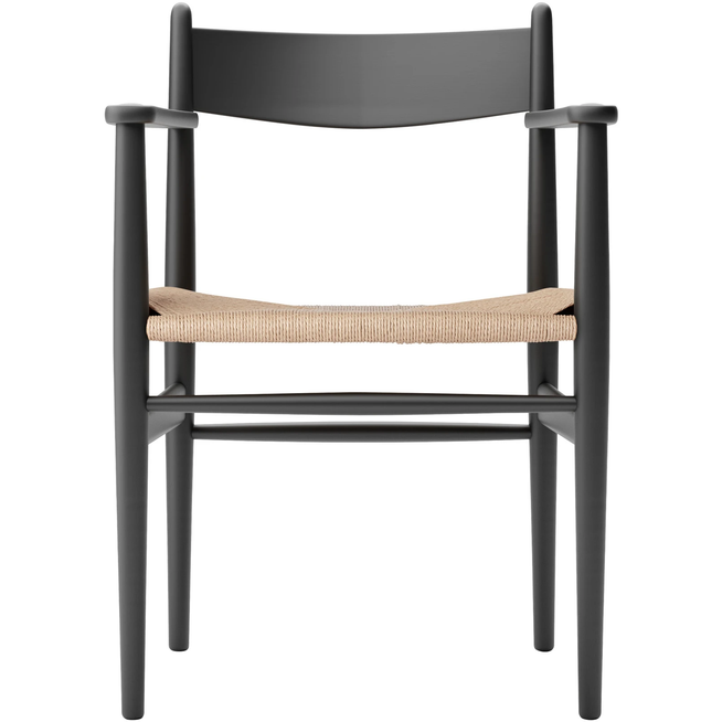 Photo of Carl Hansen - Ch37, lacquered beech, black, natural braided paper string - Dining chairs - Hans J. Wegner - Black - Wood