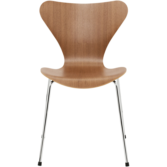 Photo of 3107 Sjuan - Walnut veneer - Dining chairs - Arne Jacobsen - Wood-coloured - Metal/wood