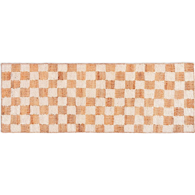 Photo of Check Wool Jute Gulvtæppe - Gulvtæppe - 70 X 180 - Off-white/natu - W70 X D1 X H180 Cm