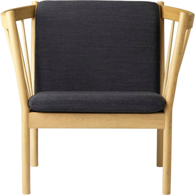 Photo of J146 Easy Armchair - Dark Grey, Lacquered Oak