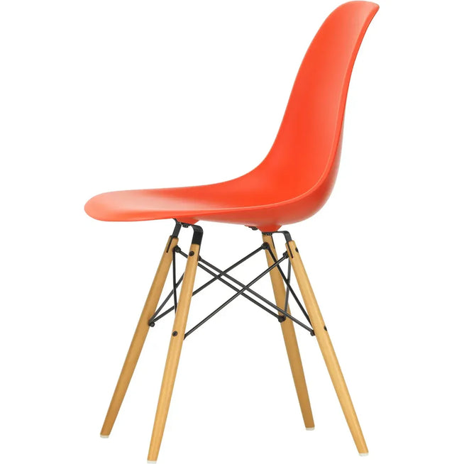 Photo of Eames Plastic Chair Dsw - 03 Poppy Red - Golden Maple - Dining Chairs - Metal/wood/plastic