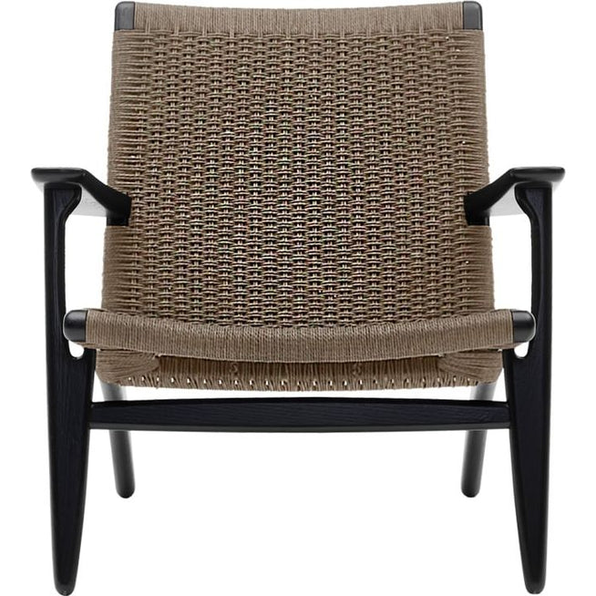 Photo of Ch25 Armchair Black lacquered oak-wicker