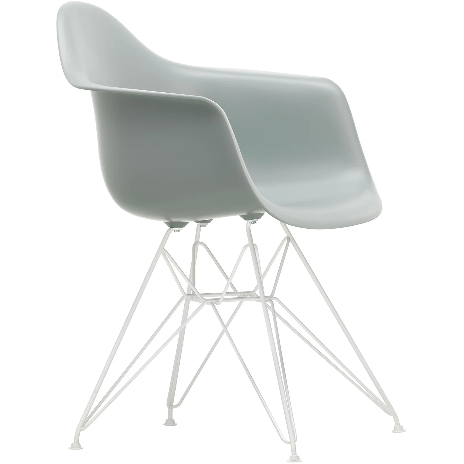 Eames Plastic Armchair Dar - 24 Light Grey - White Base - Matstolar - Charles & Ray Eames - Grå - Metall/plast