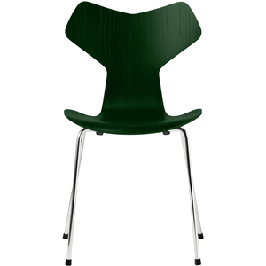 Photo of 3130 Grand Prix, coloured ash, evergreen, underframe chrome-plated steel - dining chairs - Arne Jacobsen