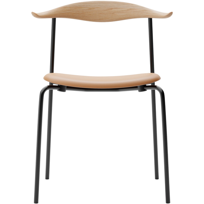Photo of Carl Hansen - Ch88p - Black Steel, Oak, Oiled, Leather Group A Loke - 7050 - Dining Chairs - Hans J. Wegner - Brown - Leather/Wood