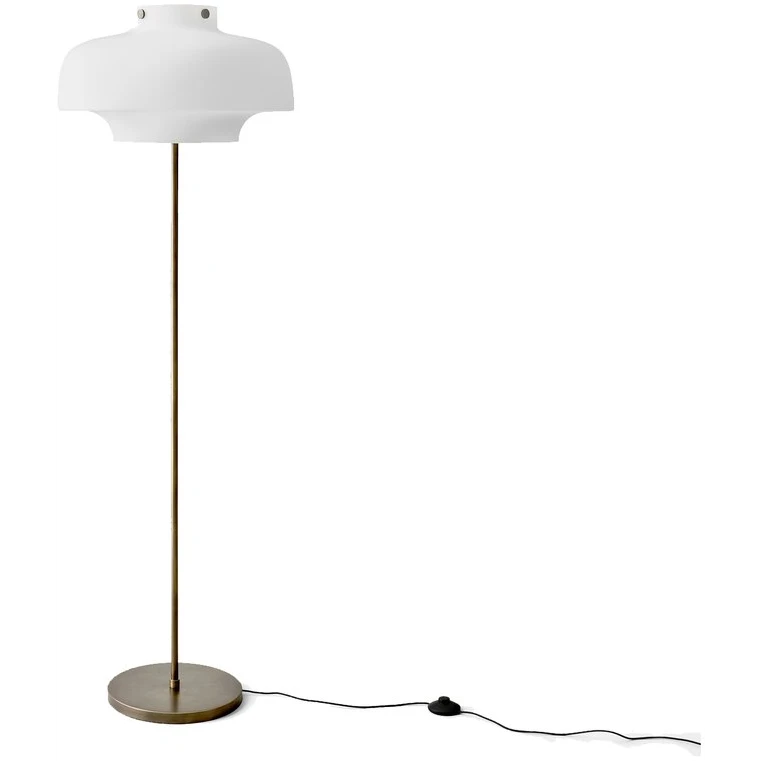 Copenhagen Sc14 Floor Lamp Opal, Stand Brass