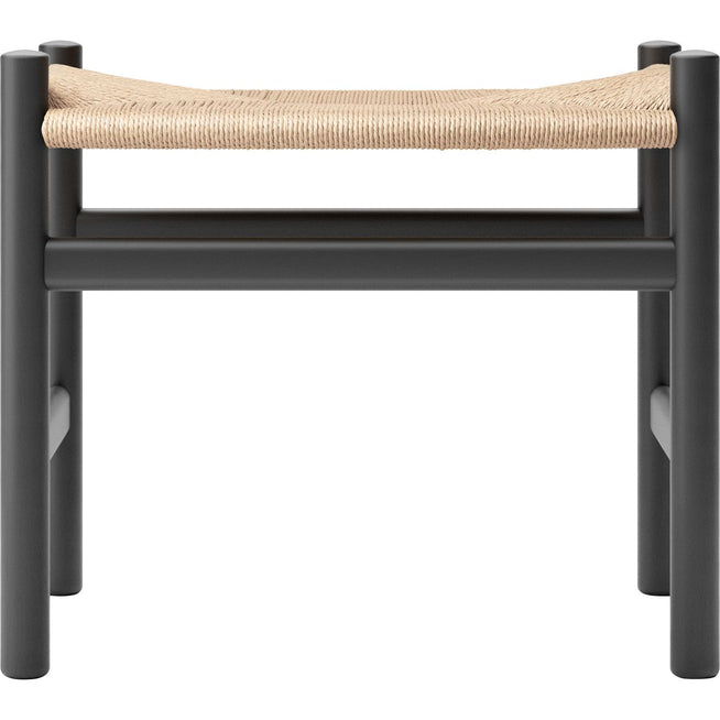 Photo of Carl Hansen - Ch53, beech, black, braided, 39 cm - footstools - Hans J. Wegner - Black - Paper/wood