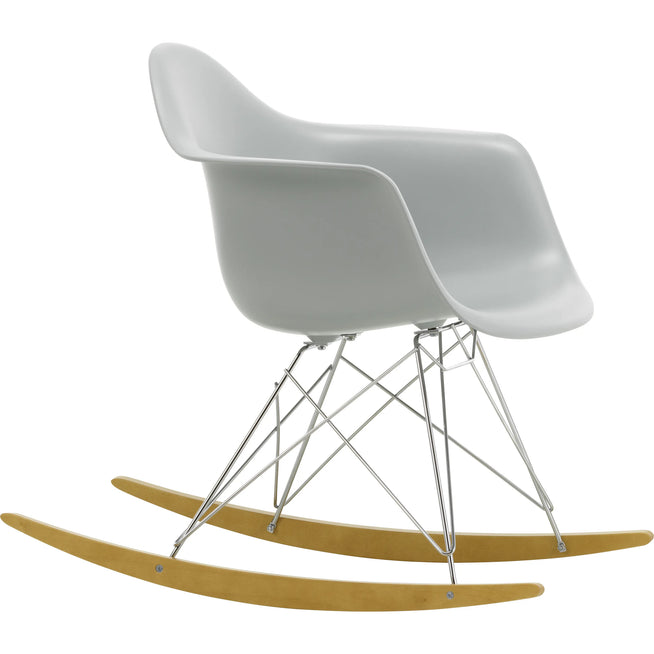 Photo of Eames Plastic Armchair Rar - 24 Light Grey - Chrome Base - Golden Maple - Dining Chairs - Metal/wood/plastic