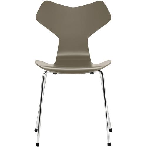 Photo of 3130 Grand Prix, lacquered, Olive Green, Underframe Chrome steel - Dining chairs - Arne Jacobsen - Green - Metal/wood