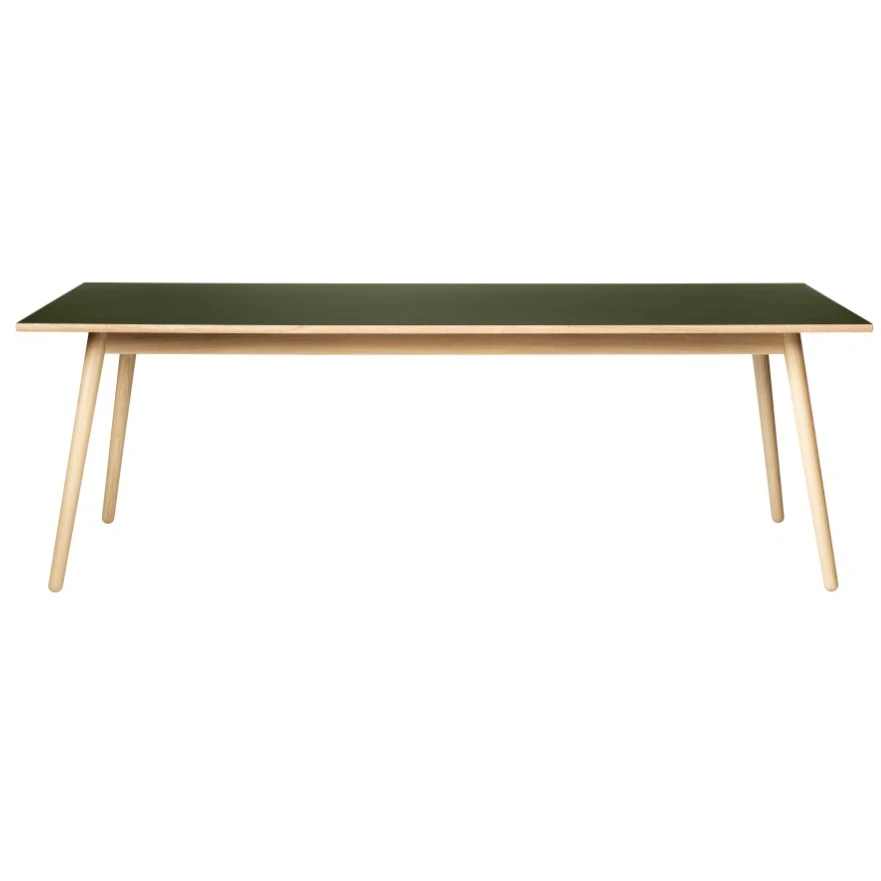 C35c Dining Table 95x220 Cm Olive Green-oak Nature Lacquered