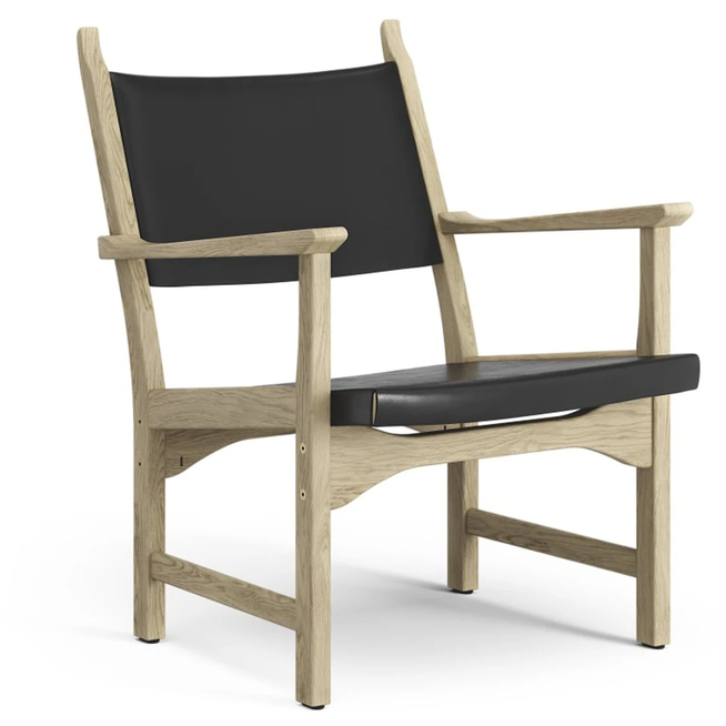 Photo of Caryngo Arm Chair Natural Laquered Oak-black Sadle Leather