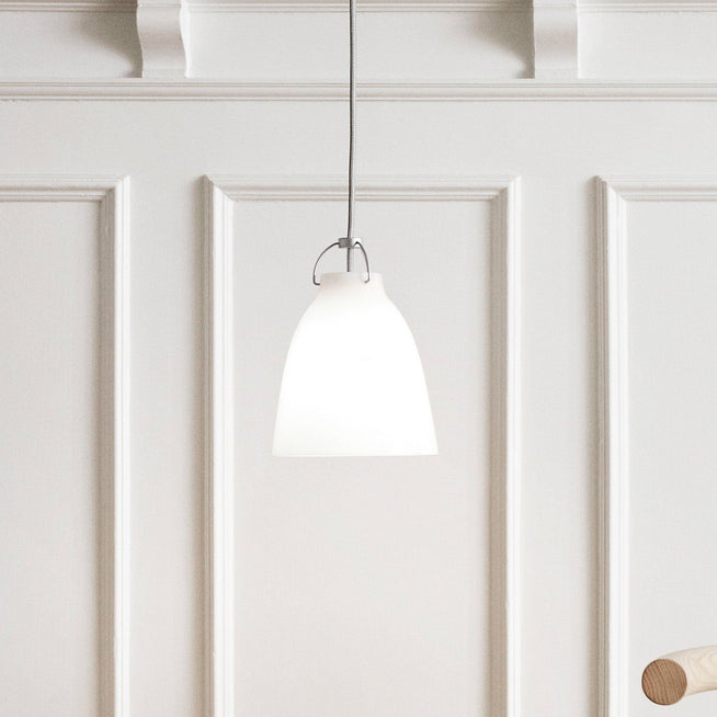 Photo of Caravaggio 1 Pendant White Opal Glass-grey Textile Cord